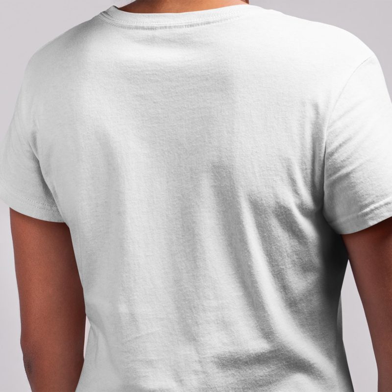 Back View of Womens White Crew Neck T Shirt 2
