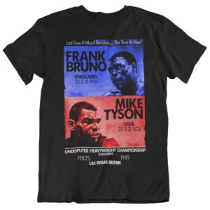 Frank Bruno Vs Mike Tyson 1989 'This Time It's War' printed Black