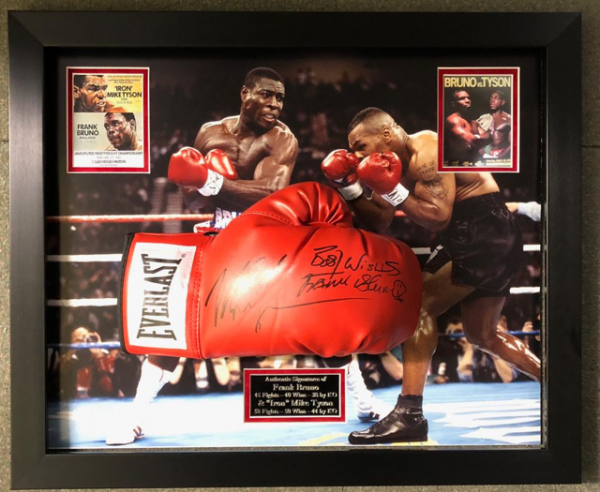 Frank Bruno and Mie Tyson frames signed glove