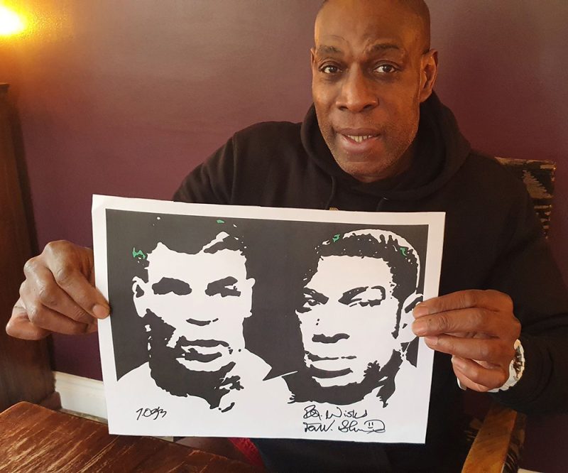 Frank Bruno signed print with Mike Tyson