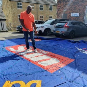 Frank bruno on the canvas