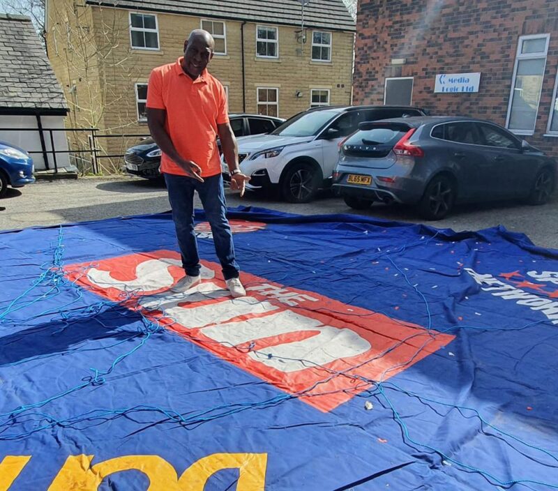 Frank bruno on the canvas